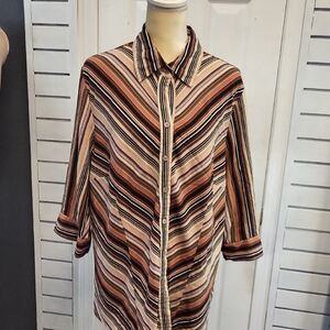 Bay Studio Multicolor Striped Button Down Shirt, 2X